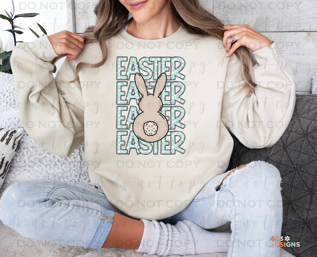Easter Stacked Blue Bunny DTF Transfer