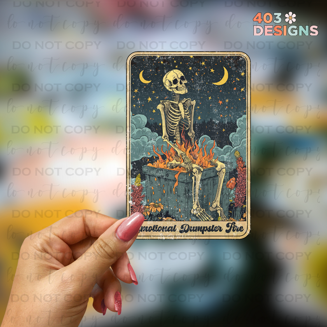 Emotional Dumpster Fire Tarot UV Sticker