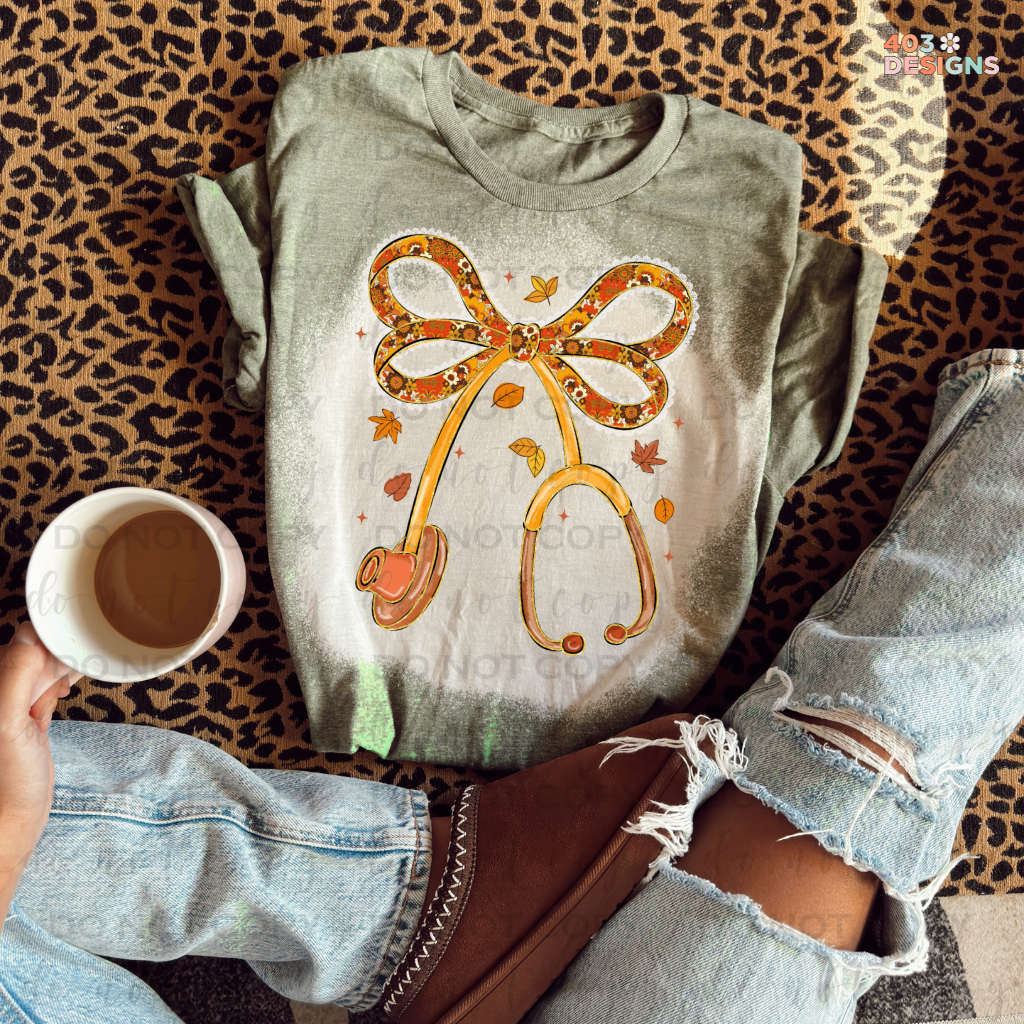 Fall Floral Stethoscope  DTF Transfer