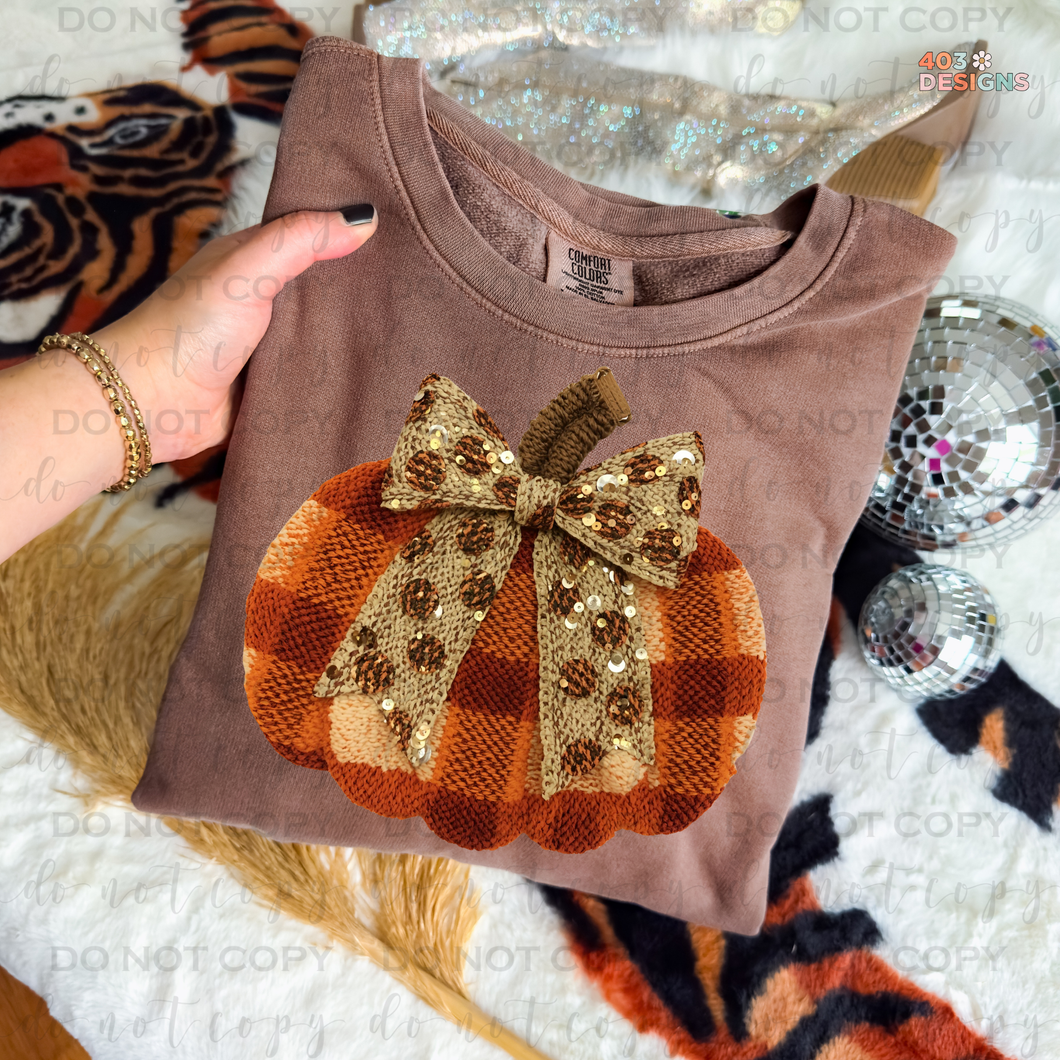 Fall Plaid Pumpkin Faux Yarn DTF Transfer