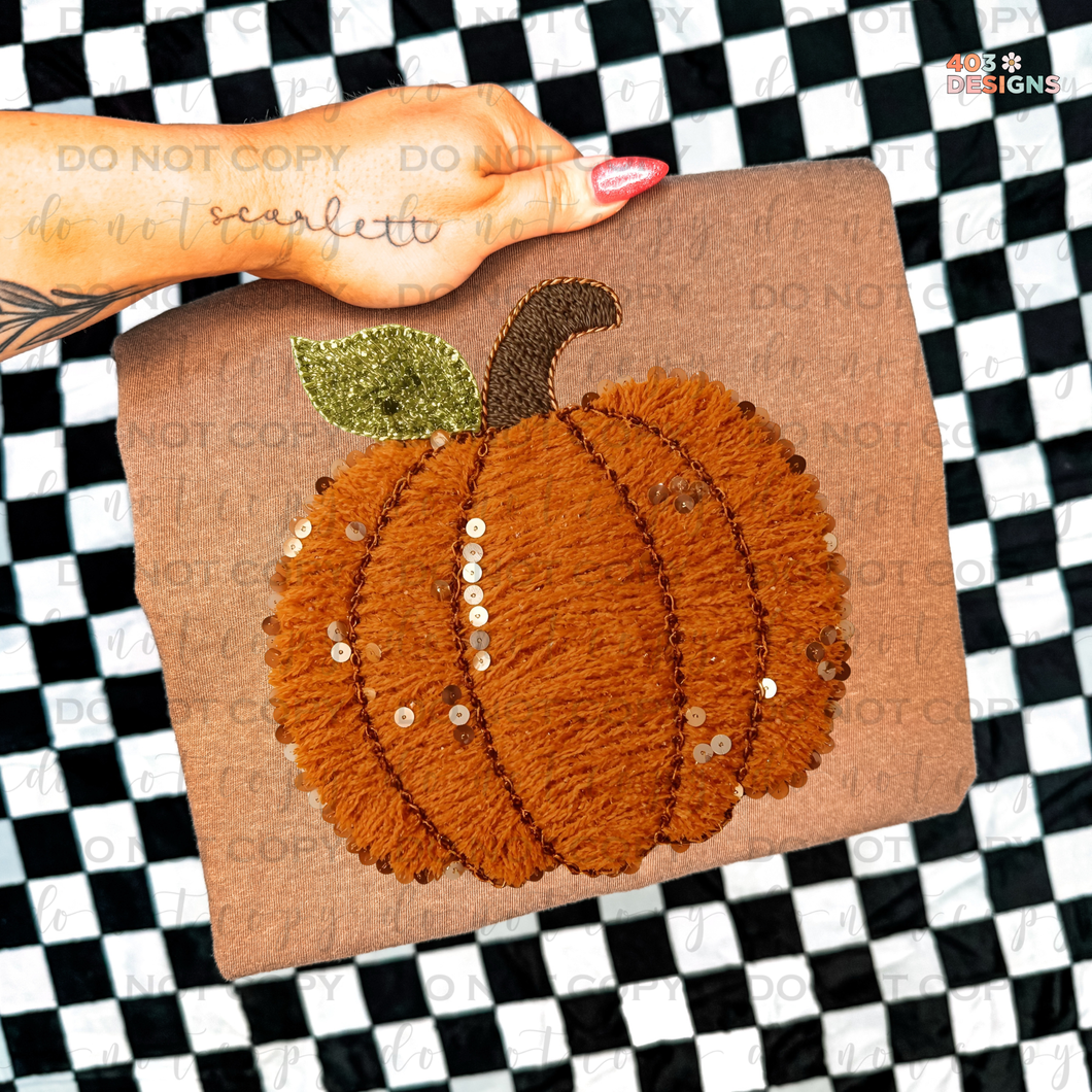 Fall Pumpkin Faux Yarn DTF Transfer