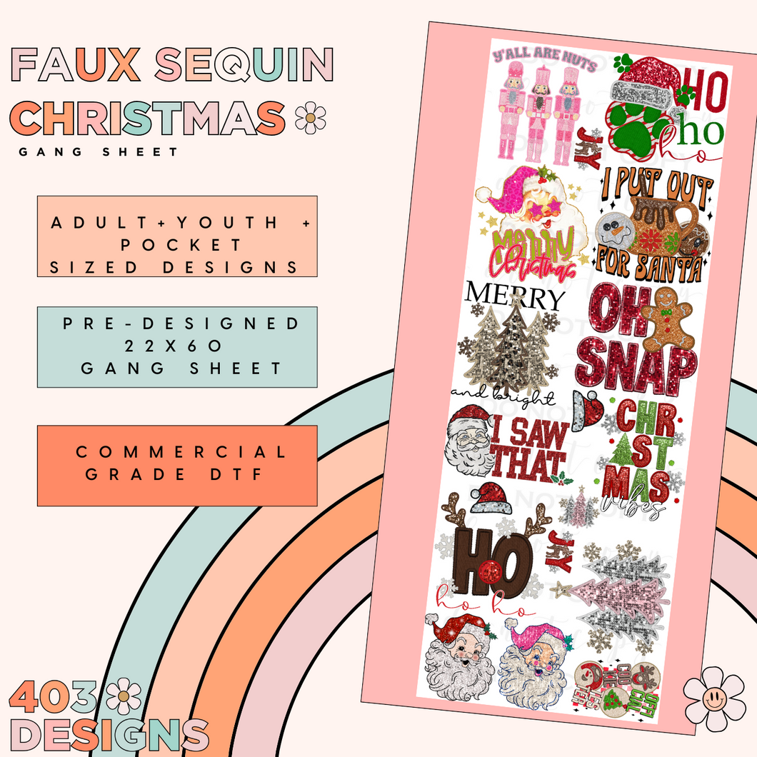 Christmas Faux Sequin Pre-Made Gang Sheet