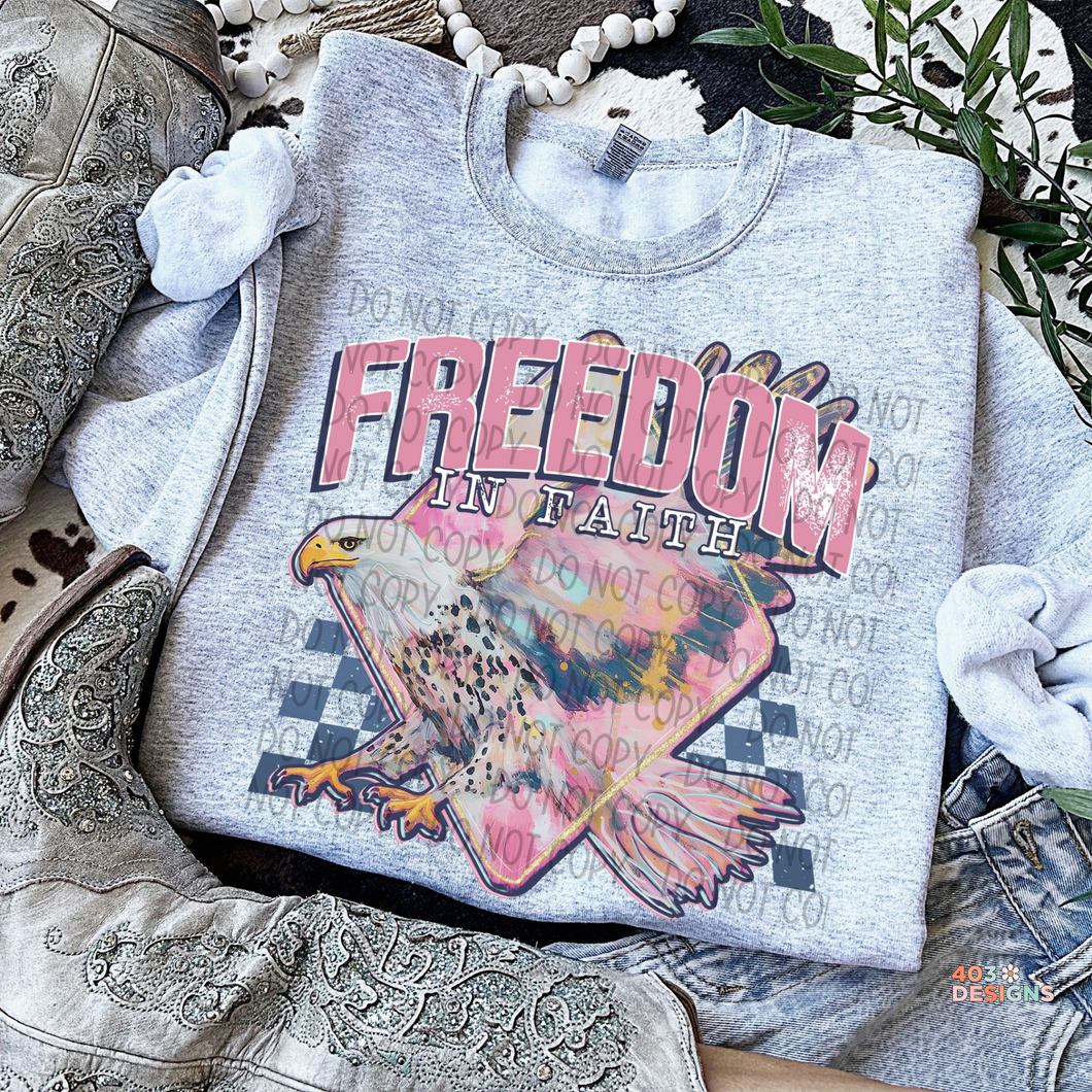 Freedom In Faith Eagle DTF Transfer
