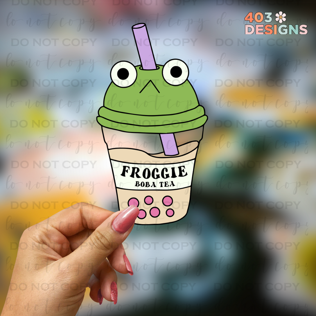 Froggie Boba Tea UV Sticker
