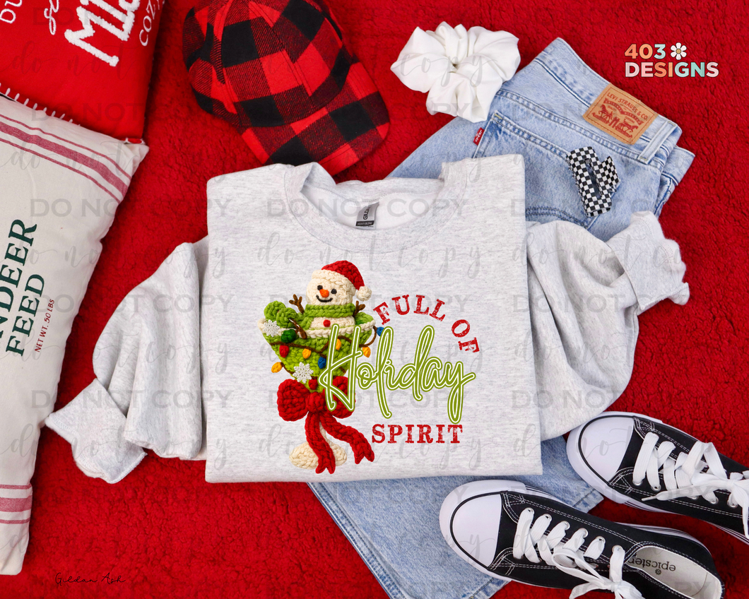 Full Of Holiday Spirit Faux Yarn DTF Transfer