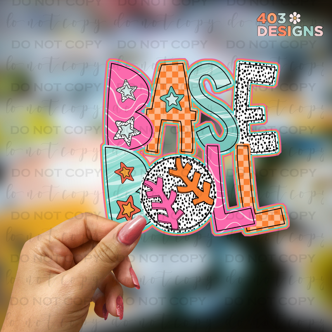 Funky Colors Baseball UV Sticker