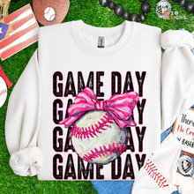 Load image into Gallery viewer, Game Day Bow Baseball DTF Transfer
