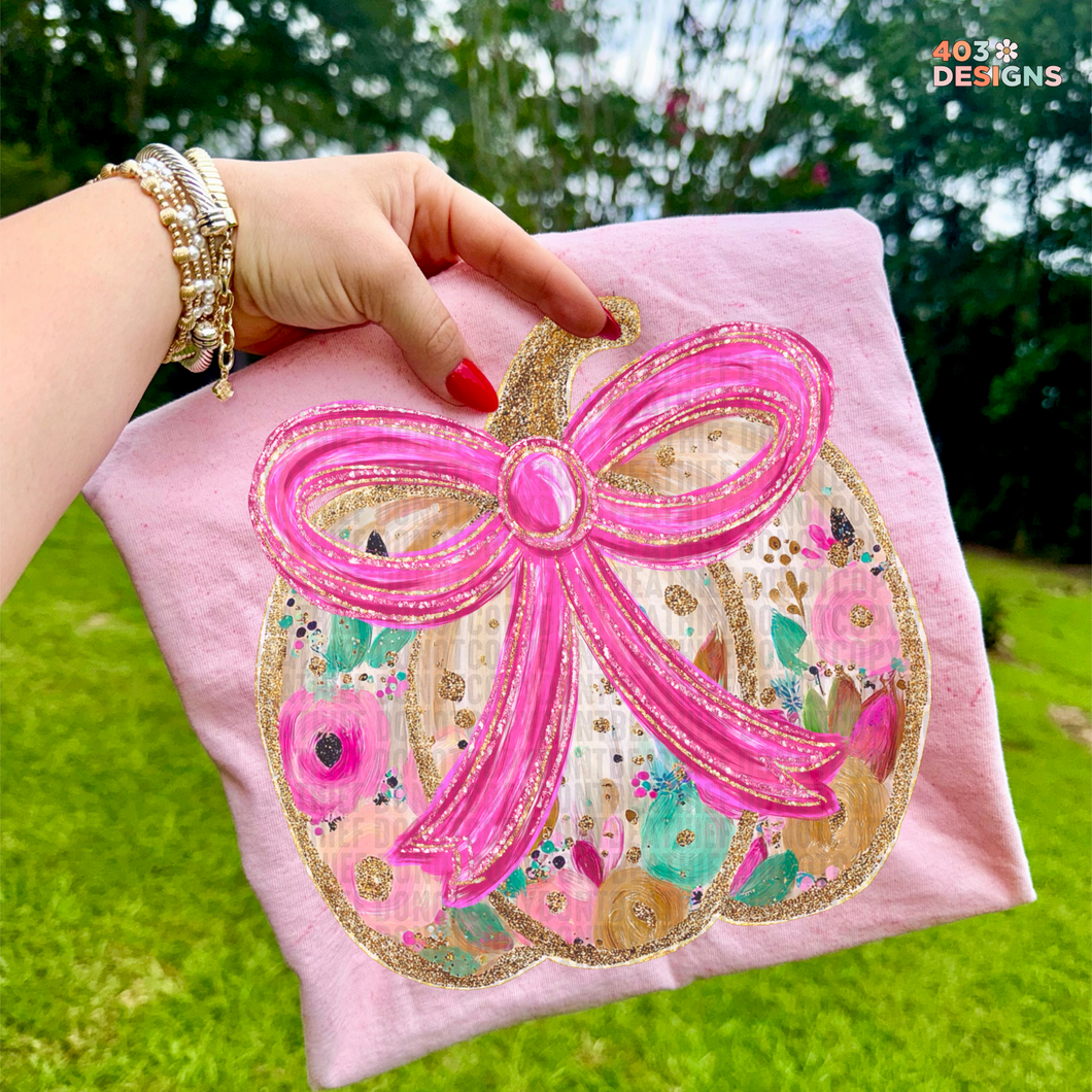 Glitter Floral Pumpkin DTF Transfer