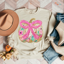 Load image into Gallery viewer, Glitter Floral Pumpkin DTF Transfer
