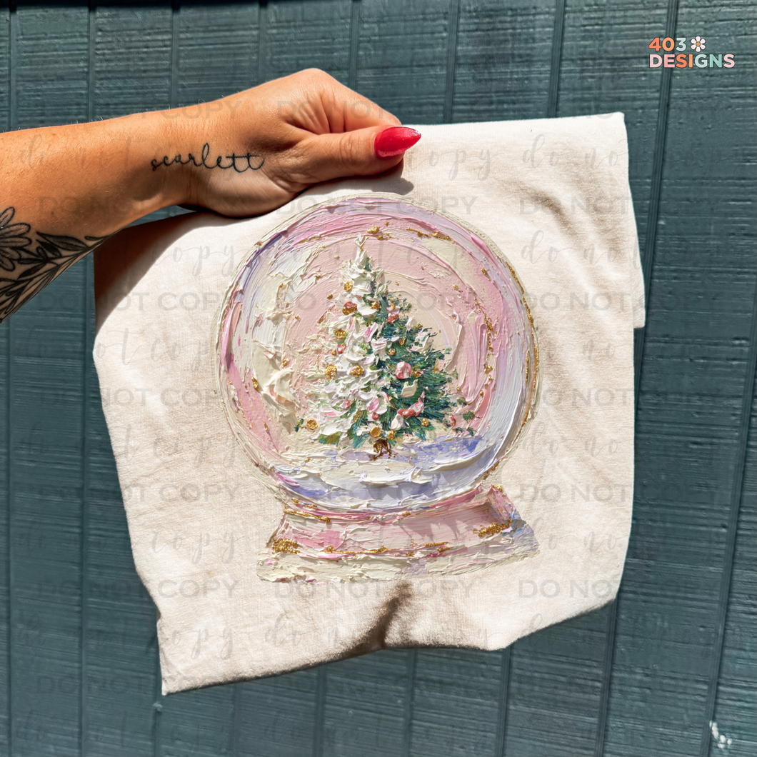 Hand Painted Snowglobe DTF Transfer