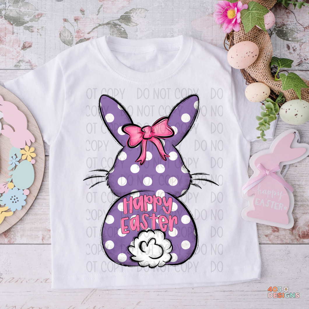 Happy Easter Purple Dot Bunny DTF Transfer