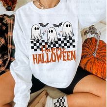Load image into Gallery viewer, Happy Halloween Checkered Ghost DTF Transfer
