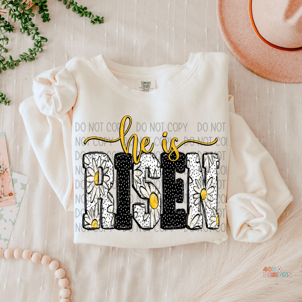 He Is Risen Daisy Floral DTF Transfer