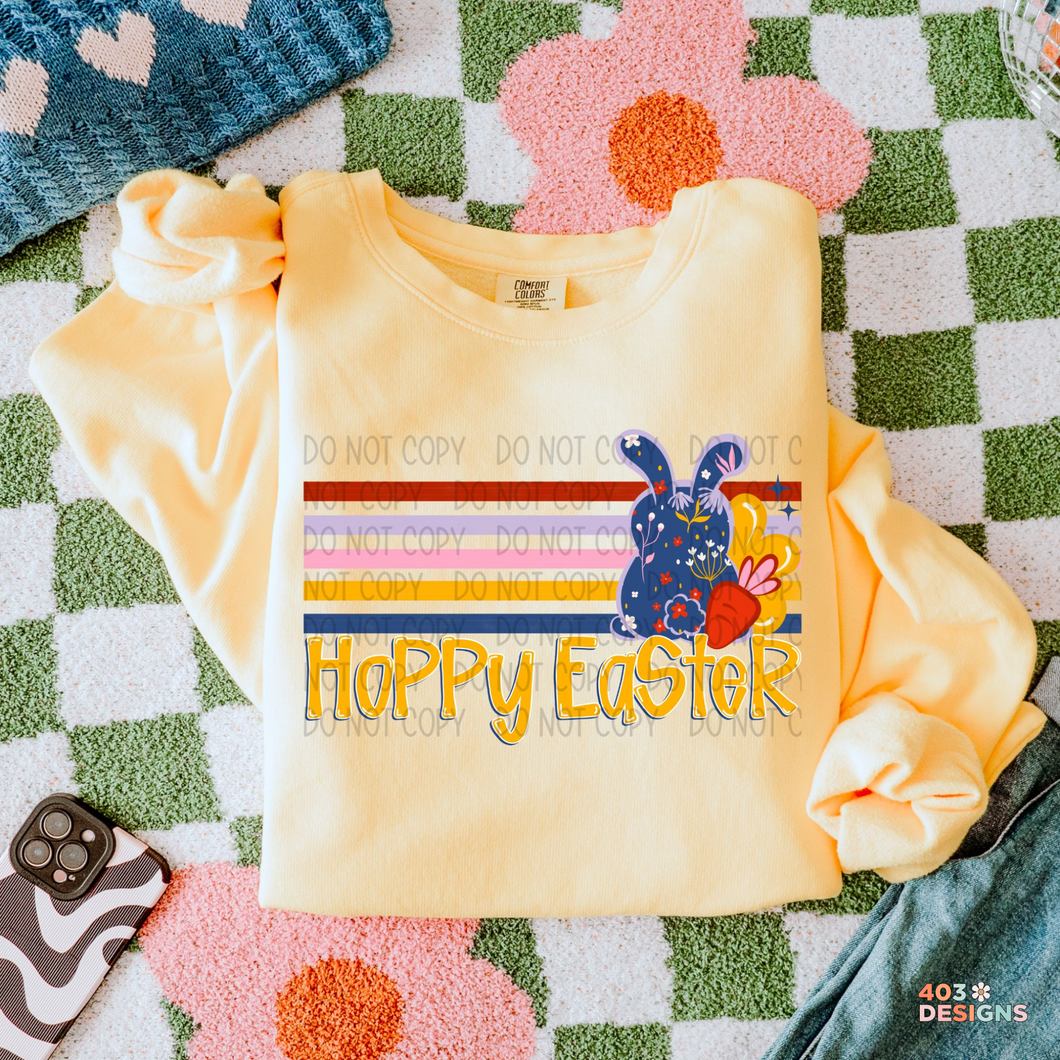 Hoppy Easter Bunny Retro Stripe DTF Transfer