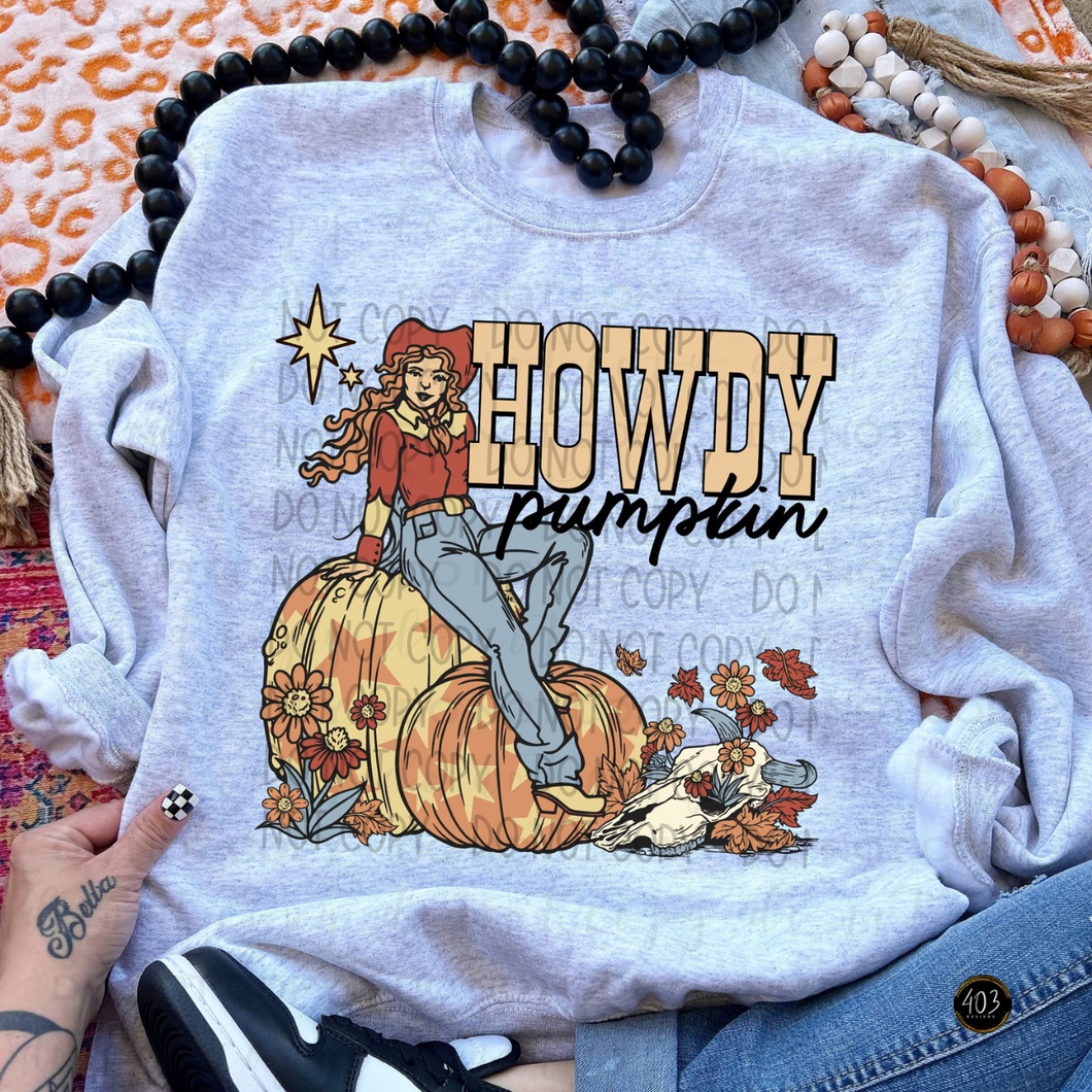 Howdy Pumpkin Western Gal DTF Transfer