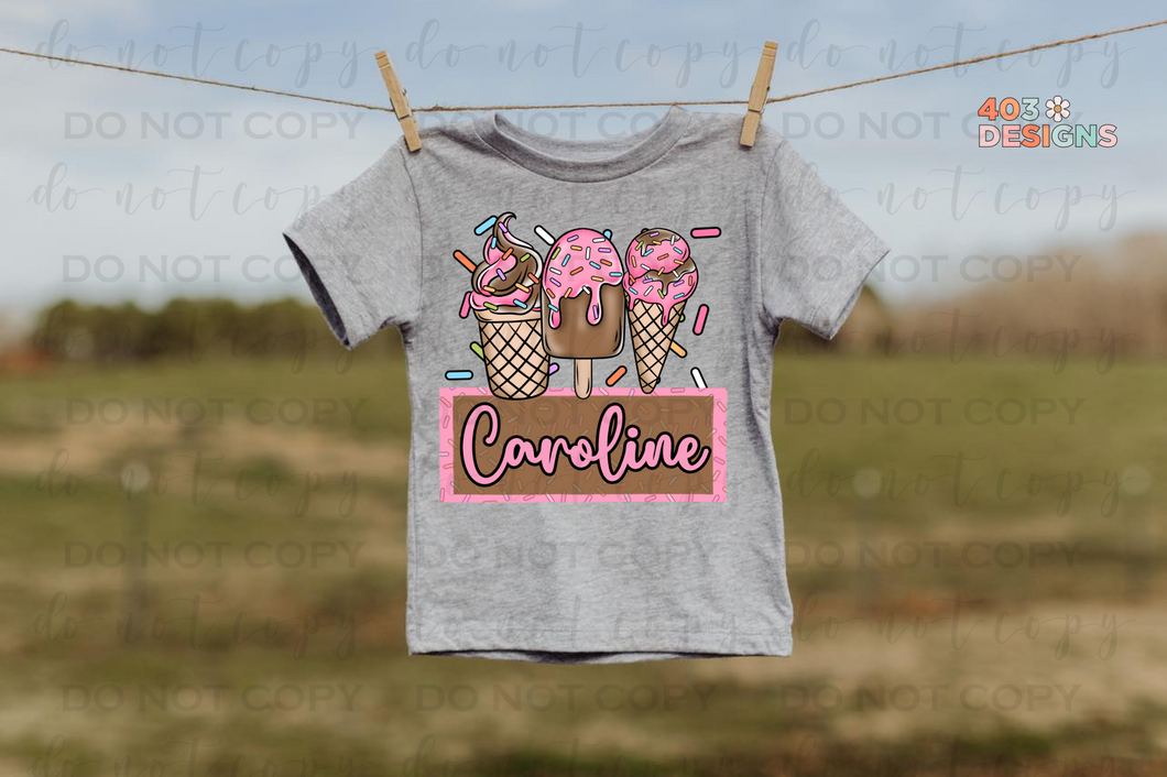 Ice Cream Sprinkles Personalized DTF Transfer
