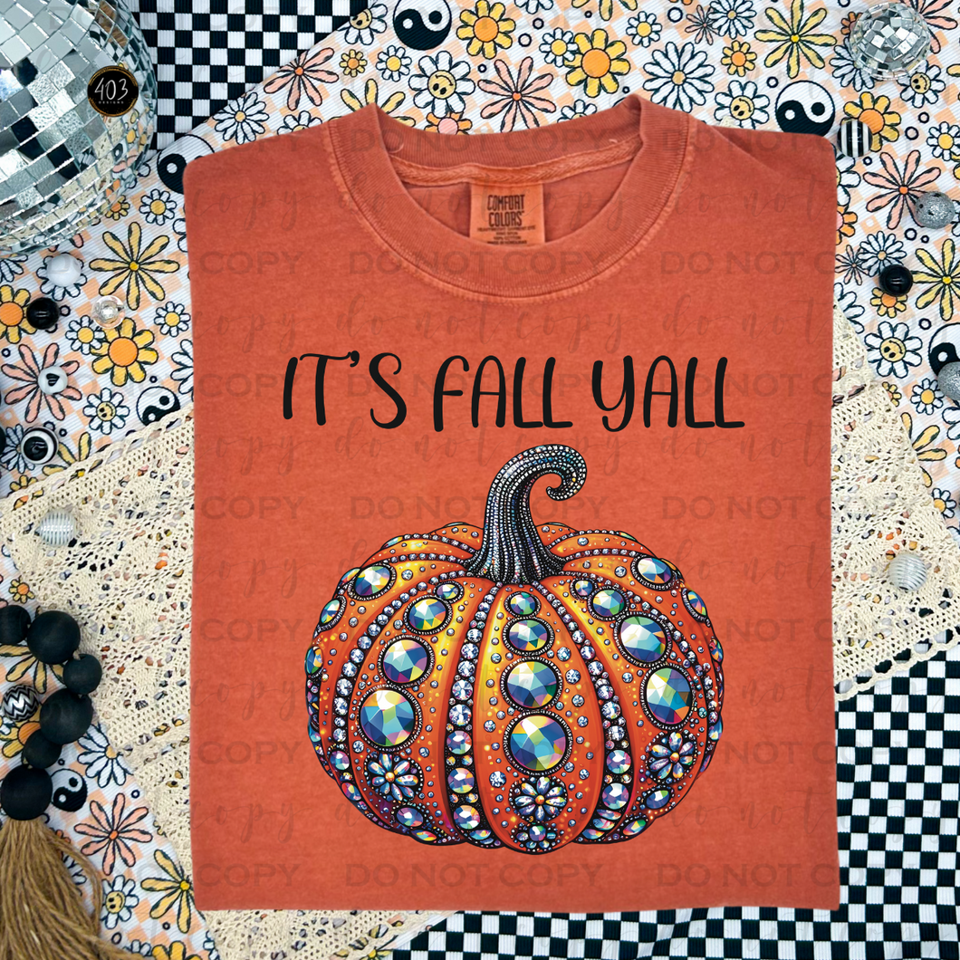 It's Fall Y'all Rhinestone Pumpkin DTF Transfer