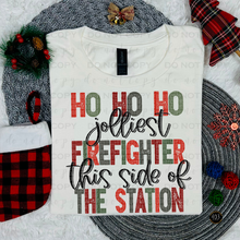 Load image into Gallery viewer, Ho Ho Ho Jolliest Firefighter DTF Transfer
