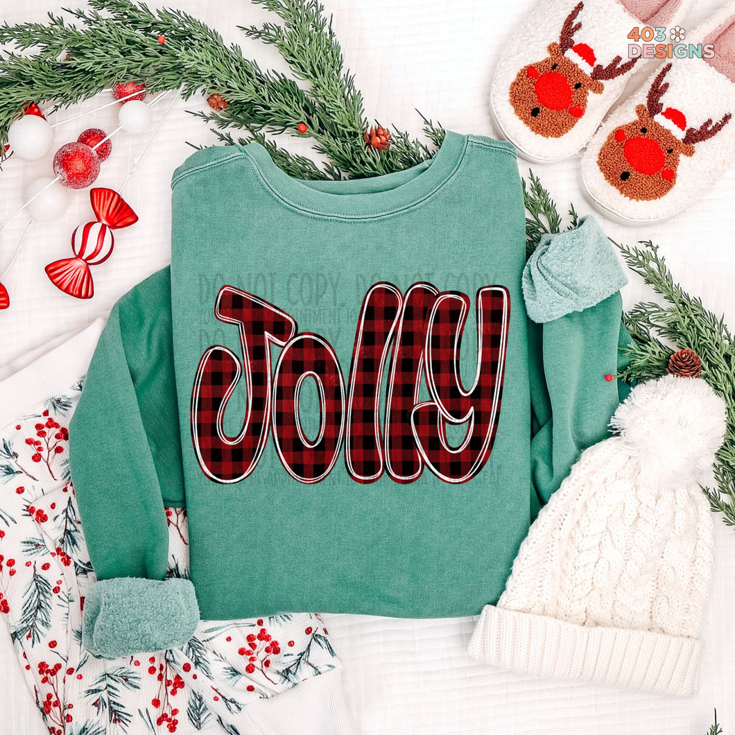 Jolly Funky Doodle Buffalo Check DTF Transfer