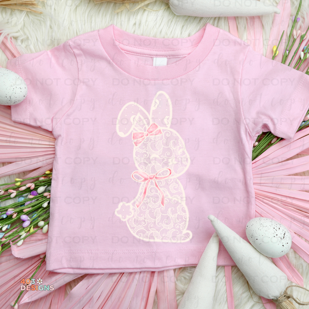 Lace Bunny With Bow DTF Transfer