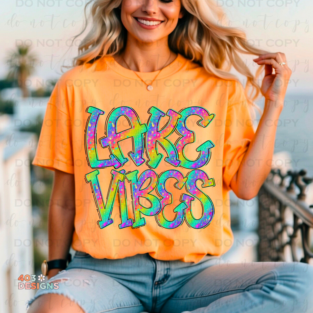 Lake Vibes Glitter DTF Transfer
