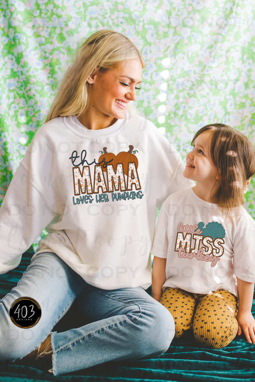 This Mama Loves Her Pumpkins Faux Embroidery DTF Transfer