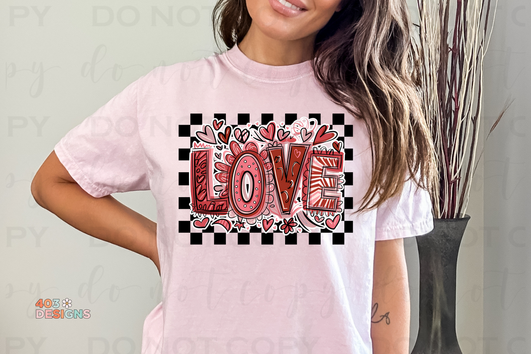 Love Checkerboard DTF Transfer