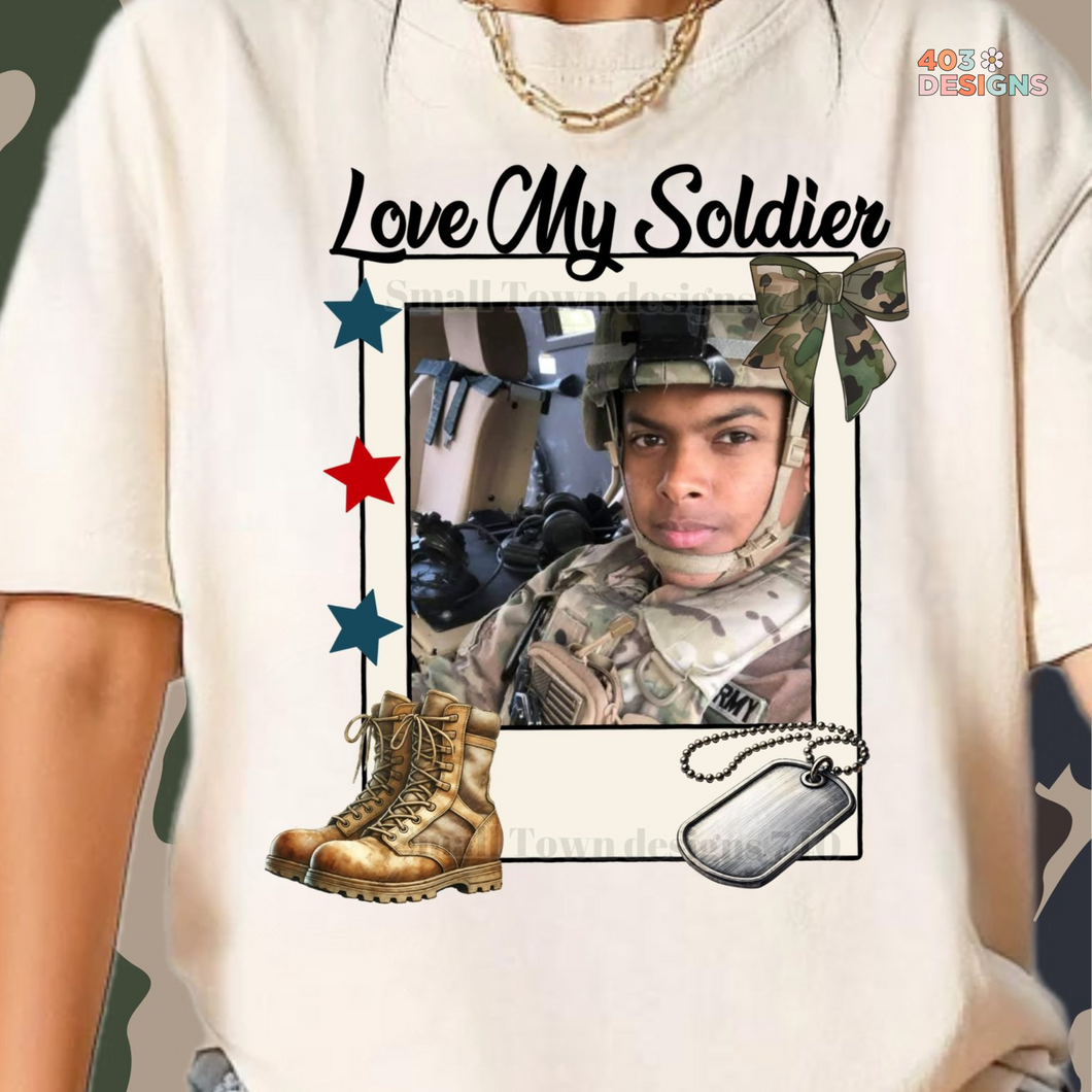 Love My Soldier Polaroid Personalized DTF Transfer
