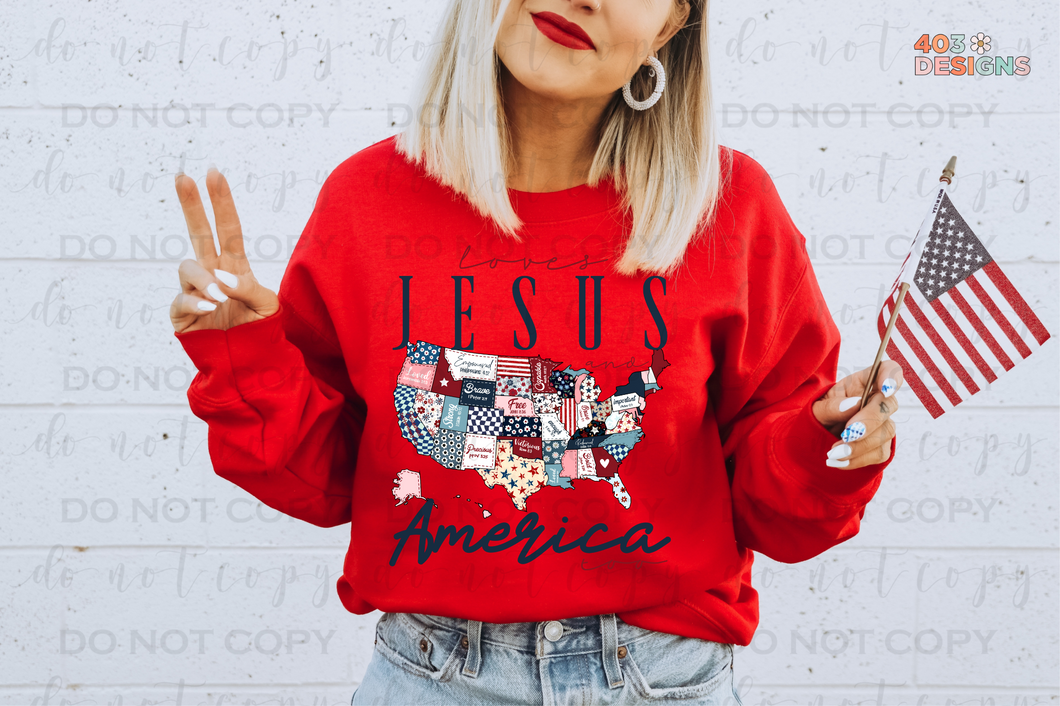 Love Jesus And America Too DTF Transfer