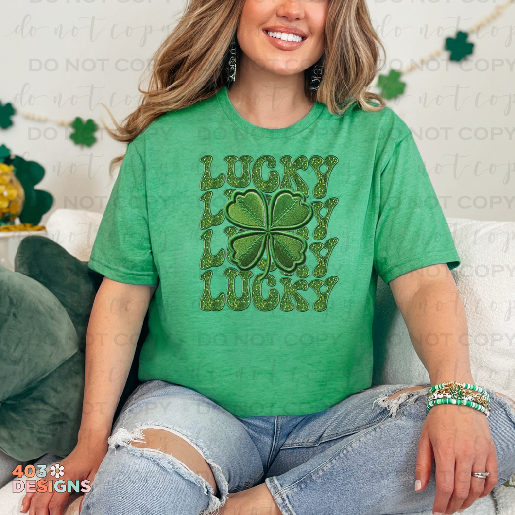 Lucky Faux Embroidery T-Shirt