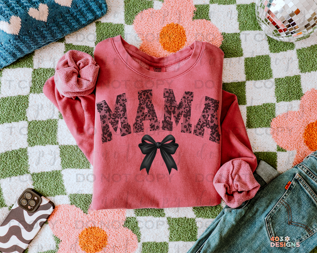 Black Lace Bow Title/Name DTF Transfer