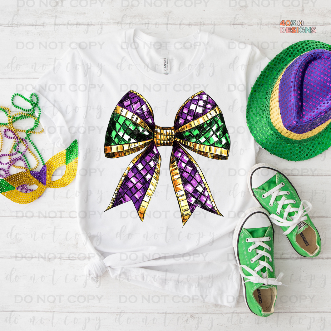 Mardi Gras Coquette Bow DTF Transfer