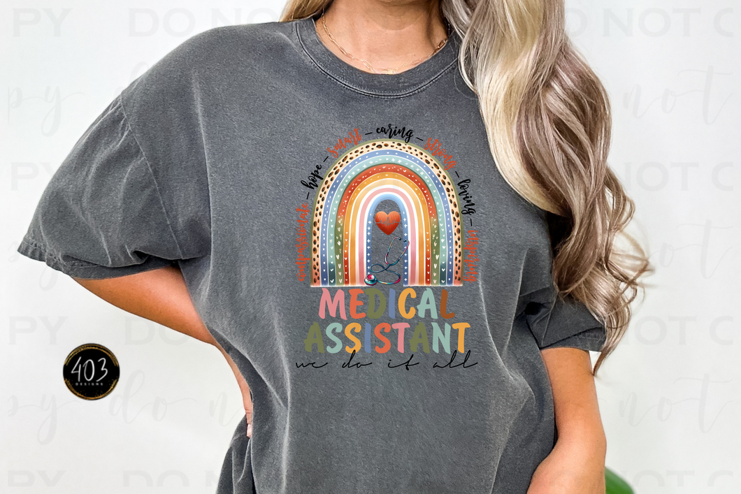 Medical Coder Rainbow Medical Assistant Rainbow DTF Transfer – 403Designs