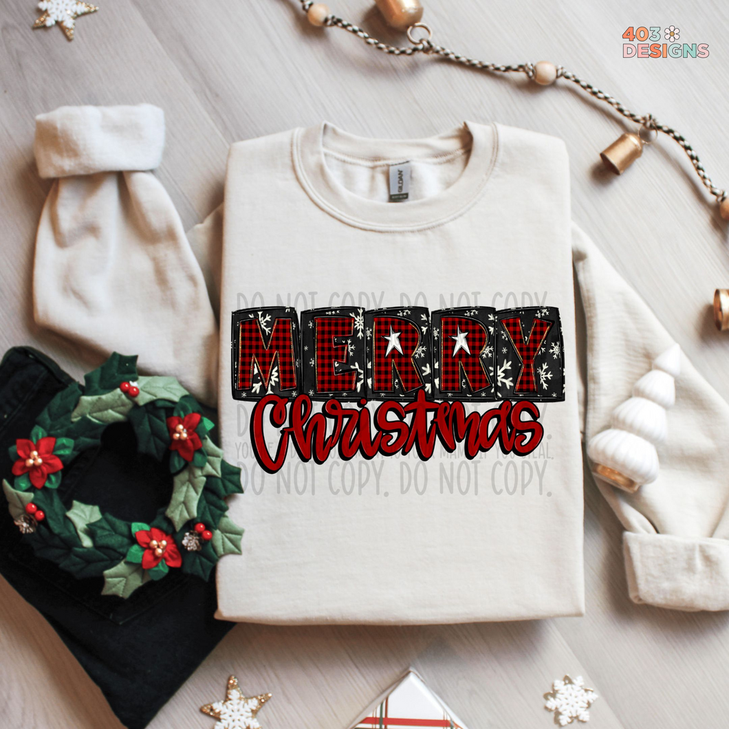 Merry Christmas Blocks DTF Transfer