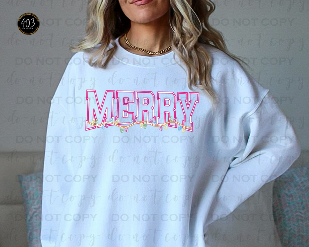 Merry Christmas Bulbs Neon DTF Transfer