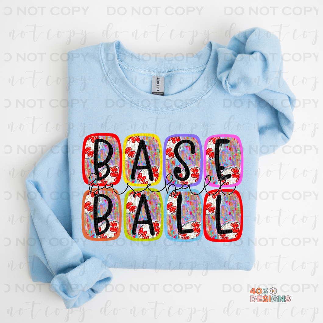 Messy Paint Baseball DTF Transfer