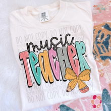 Load image into Gallery viewer, Pencil Bow Teacher DTF Transfer
