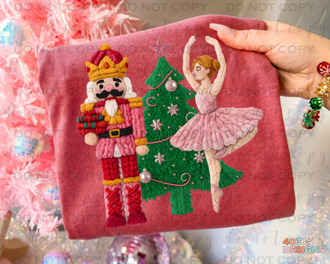 Nutcracker & Ballerina Faux Yarn DTF Transfer