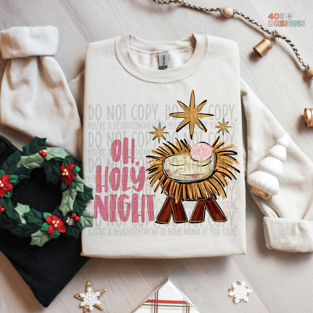 Oh Holy Night Pink DTF Transfer