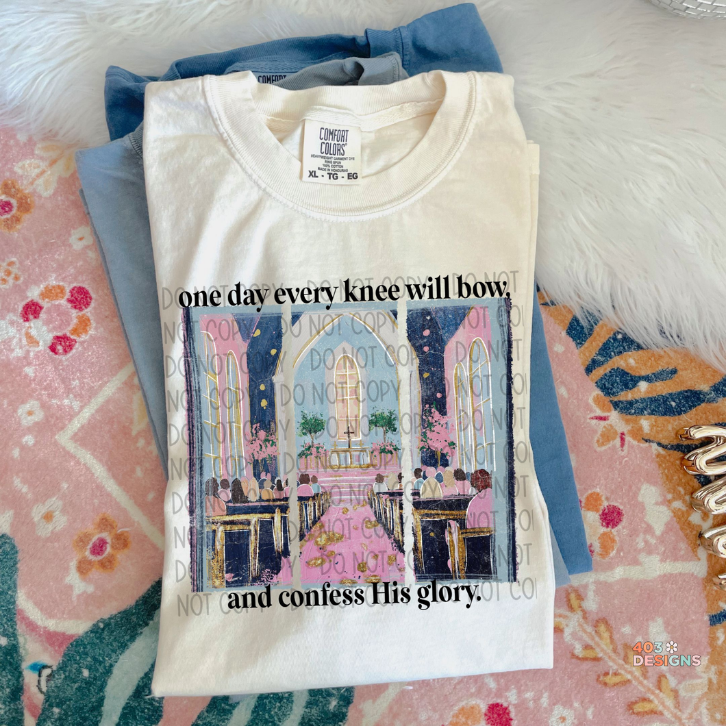 One Day Every Knee Will Bow DTF Transfer