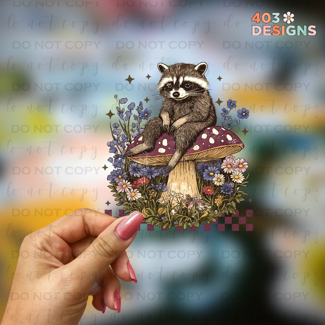 Overthink Raccoon UV Sticker