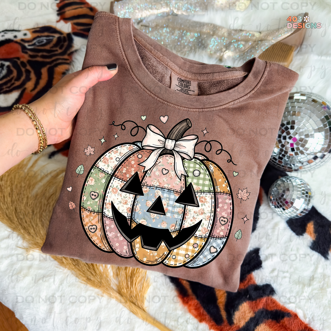 Patchwork Jack O Lantern DTF Transfer