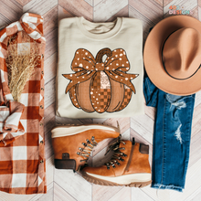 Load image into Gallery viewer, Patchwork Pumpkin Bow DTF Transfer
