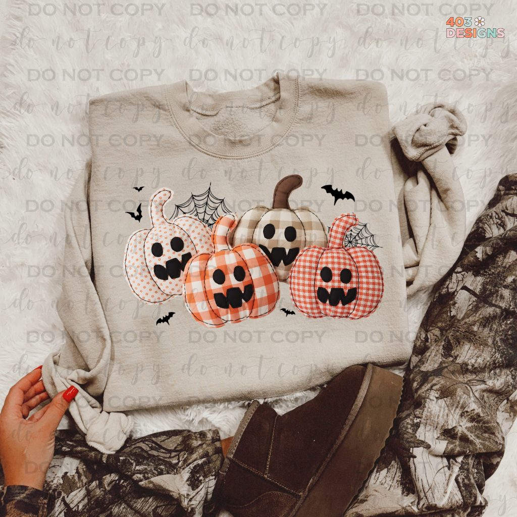 Patchwork Pumpkins Bats DTF Transfer