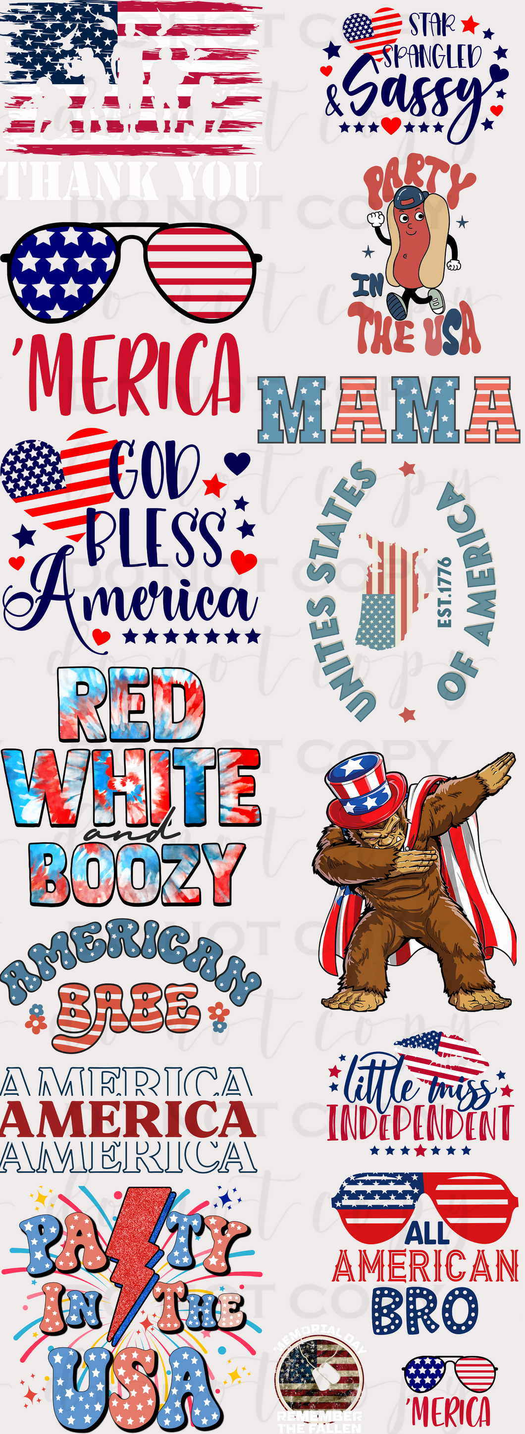 Patriotic Pre-Made Gang Sheet