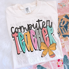 Load image into Gallery viewer, Pencil Bow Teacher DTF Transfer
