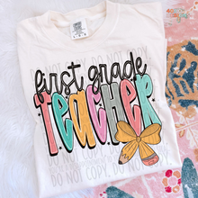 Load image into Gallery viewer, Pencil Bow Teacher DTF Transfer

