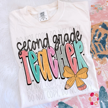 Load image into Gallery viewer, Pencil Bow Teacher DTF Transfer
