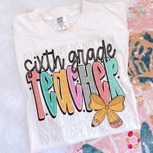 Load image into Gallery viewer, Pencil Bow Teacher DTF Transfer
