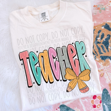 Load image into Gallery viewer, Pencil Bow Teacher DTF Transfer
